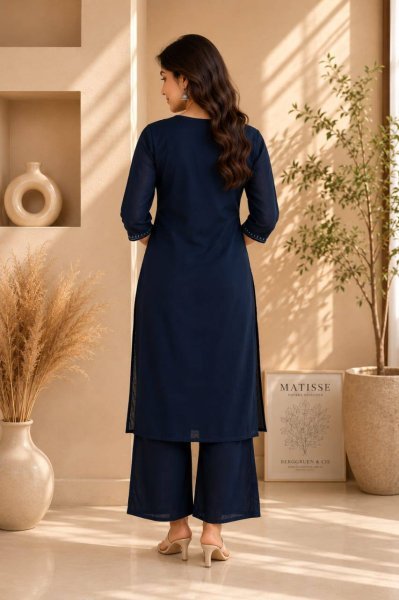 Designer Emboidery Cotton Kurti Plazo Set for Daily Wear  Embroidery Kurtis 