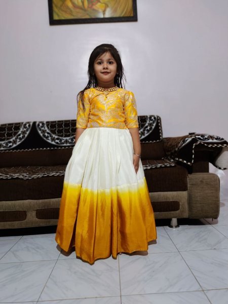 Designer Embroidered Chinon Silk Gown for Girls Haldi & Partywear Special Ready to Wear at Manufacturer Price Girls Wear