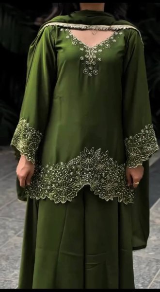 Elegant Green Chinon Silk Embroidered Suit Set with Dupatta Ready to Wear for Festive Celebrations Ready To Wear Collection