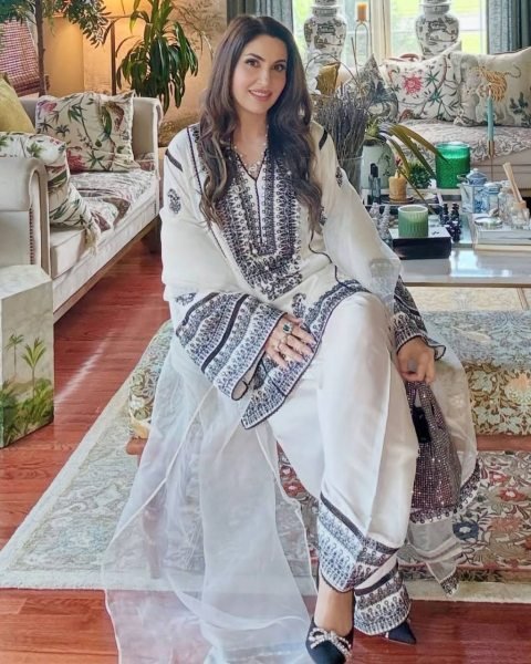 Elegant French Crepe Farshi Suit in Black   White with Sequin Work Perfect for Celebrations Ready To Wear Collection