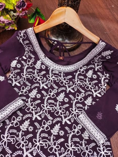 Designer Faux Georgette Kuti set  with Heavy Embroidered Work Kurti With Bottom Wholesale