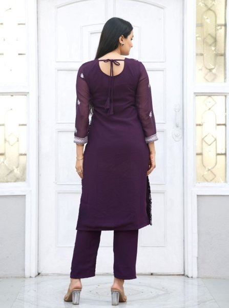 Designer Faux Georgette Kuti set  with Heavy Embroidered Work Kurti With Bottom Wholesale