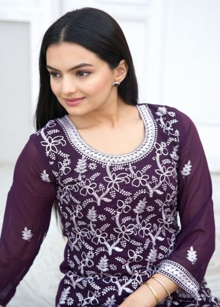 Designer Faux Georgette Kuti set  with Heavy Embroidered Work Kurti With Bottom Wholesale