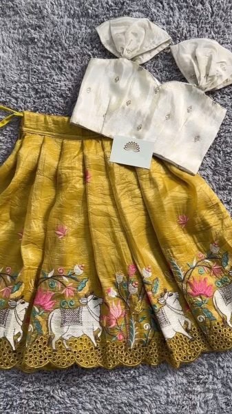 Designer Fendy Silk Lehenga with for Little Fashionistas Girls Wear