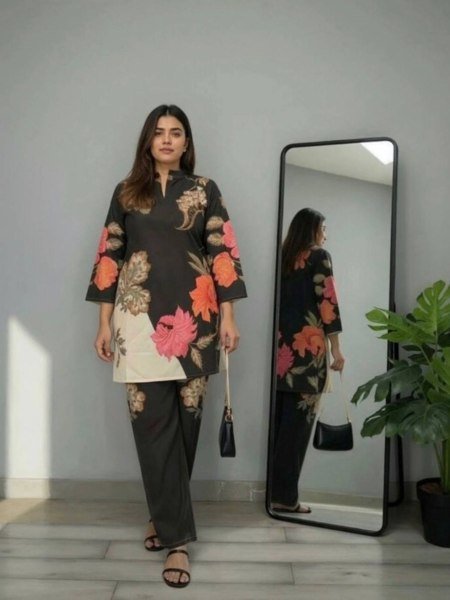 Designer Festive Wear Rayon Cord Set with Digital Print Kurtis