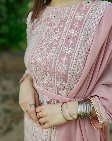 Designer Fox Georgette Sharara Suit With Embroidery Work  3 Piece Kurti Set