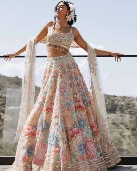 Designer Fully Gorgette Lahenga Choli Dupatta Designer Lehenga Choli