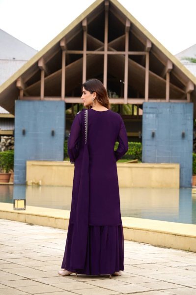 Designer Georgette Embroidered Sharara Set with Dupatta for Parties Ready To Wear Collection