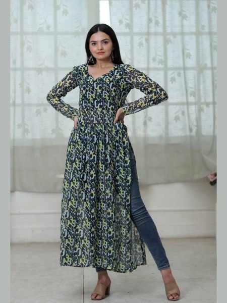 Designer Georgette Nyra Cut  Kurti Collection