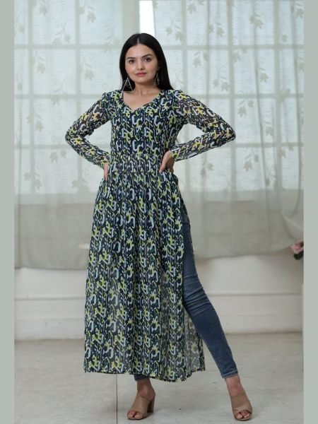 Designer Georgette Nyra Cut  Kurti Collection 