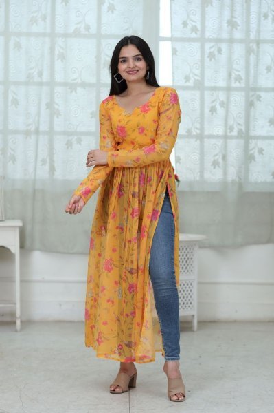 Designer Georgette Nyra Cut  Kurti Collection  Georgette Kurti 