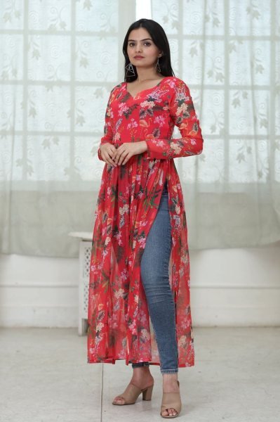 Designer Georgette Nyra Cut  Kurti Collection  Georgette Kurti 