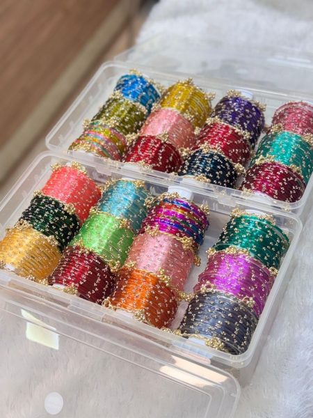 Designer Glass Bangles Set with Multi Size Combo and Double Organiser Fashion Accessories Wholesale
