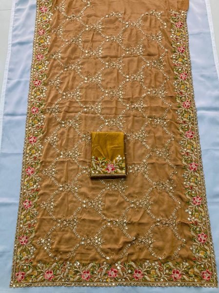 Designer Gold Embroidered Rangoli Silk Saree with Heavy Floral Work   Cutwork Border Party Wear at Manufacturer Price Embroidery Sarees Wholesale