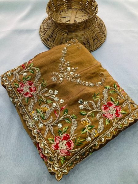 Designer Gold Embroidered Rangoli Silk Saree with Heavy Floral Work   Cutwork Border Party Wear at Manufacturer Price Embroidery Sarees Wholesale