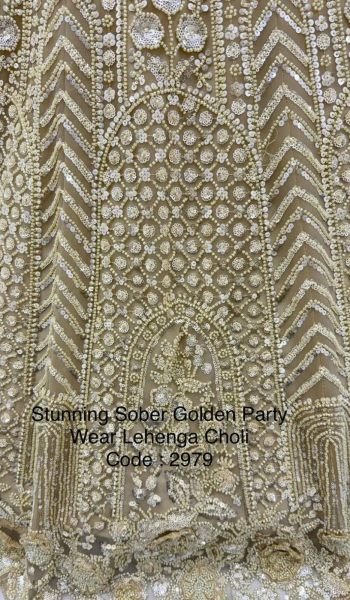 Designer Golden Soft Net Lehenga Choli with Handwork Embroidery for Bridal Wear Bridal Lehenga Choli
