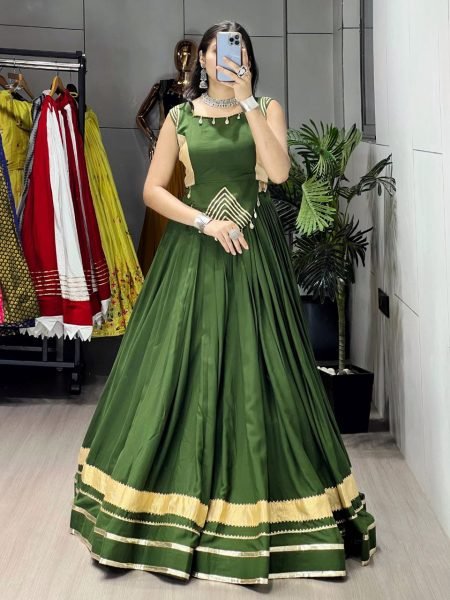 Designer Green Pure Rayon Navratri Lehenga with Fancy Gota Patti Top for Festival Collection 2025 Navratri Lehnega Choli
