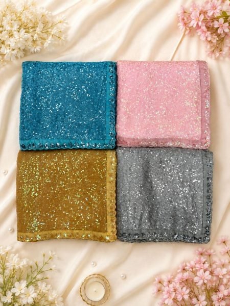 Designer Grey Faux Georgette Saree with Heavy Khichdi Sequins Embroidery at Wholesale Rate Bollywood Fancy Sarees Wholesale