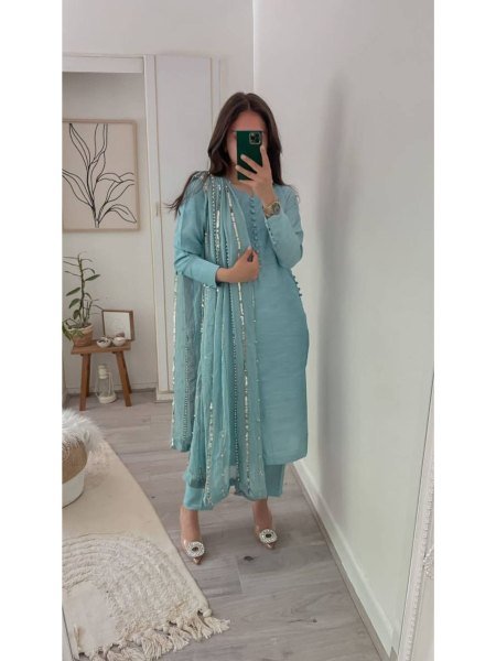 Designer Heavy Faux Georgette kurti With Dupatta And Bottom  3 Piece Kurti Set