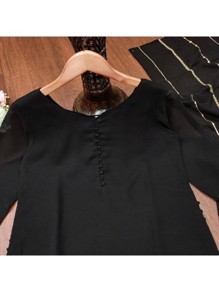 Designer Heavy Faux Georgette kurti With Dupatta And Bottom  3 Piece Kurti Set