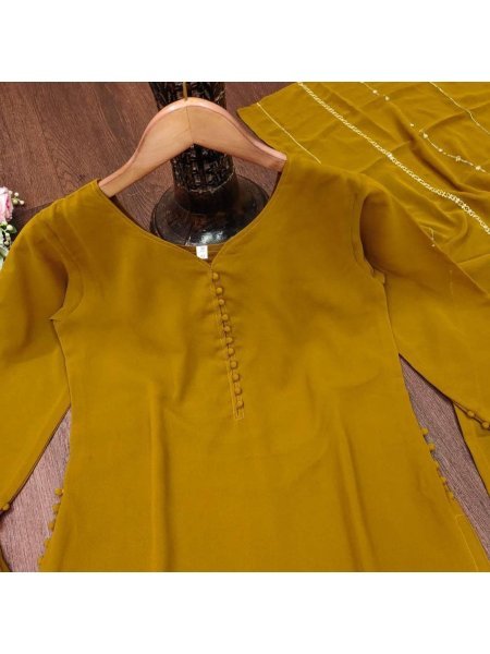 Designer Heavy Faux Georgette kurti With Dupatta And Bottom  3 Piece Kurti Set
