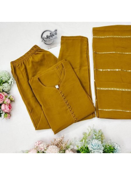Designer Heavy Faux Georgette kurti With Dupatta And Bottom  3 Piece Kurti Set