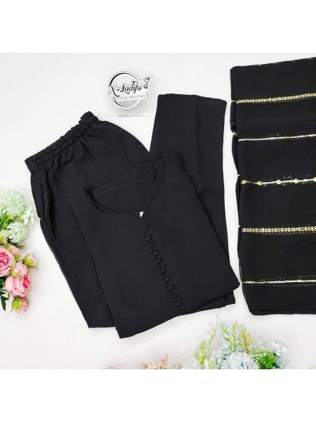 Designer Heavy Faux Georgette kurti With Dupatta And Bottom  3 Piece Kurti Set