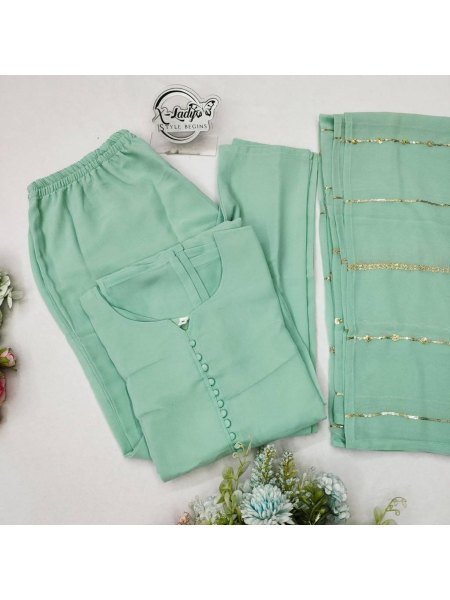 Designer Heavy Faux Georgette kurti With Dupatta And Bottom  3 Piece Kurti Set