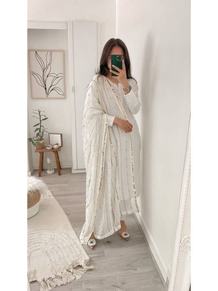 Designer Heavy Faux Georgette kurti With Dupatta And Bottom  3 Piece Kurti Set