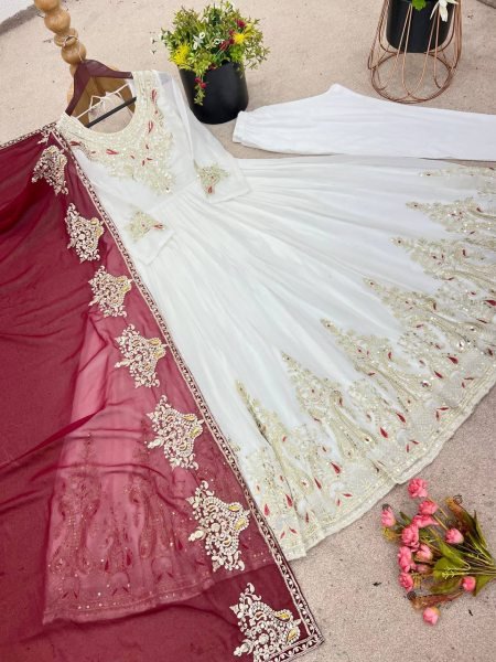 Designer Heavy Georgette Ready Made Suit with Dupatta Elegant Festive   Wedding Wear Available for Bulk Order at Manufacturer Price Anarkali Kurtis 