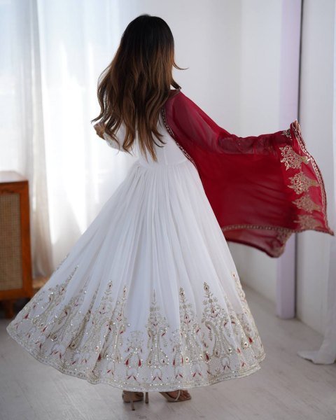 Designer Heavy Georgette Ready Made Suit with Dupatta Elegant Festive   Wedding Wear Available for Bulk Order at Manufacturer Price Anarkali Kurtis 
