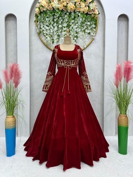 Designer Heavy Velvet Gown With Koti  Ready To Wear Collection