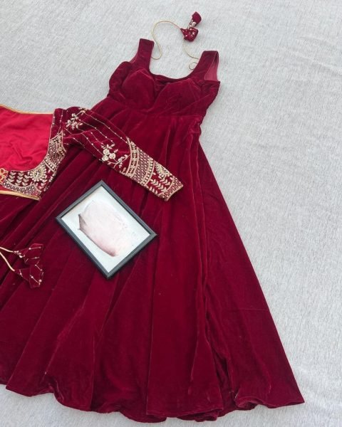 Designer Heavy Velvet Gown With Koti  Ready To Wear Collection