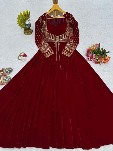 Designer Heavy Velvet Gown With Koti  Ready To Wear Collection