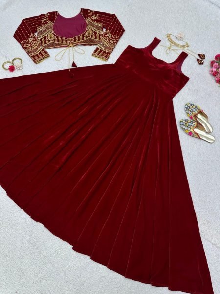 Designer Heavy Velvet Gown With Koti  Ready To Wear Collection
