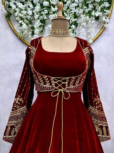Designer Heavy Velvet Gown With Koti  Ready To Wear Collection