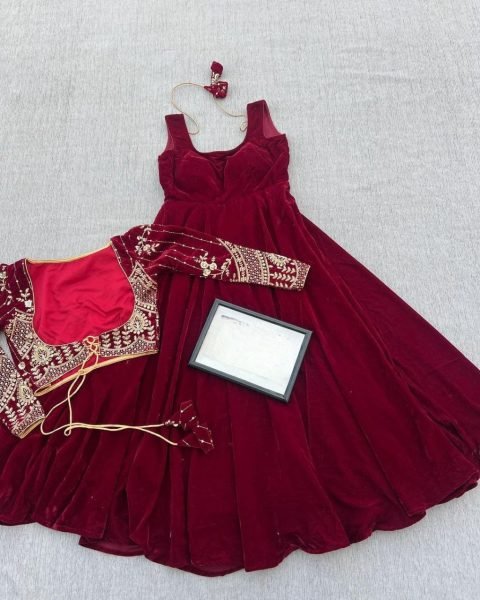 Designer Heavy Velvet Gown With Koti  Ready To Wear Collection