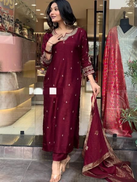 Designer Heavy Viscose  Three Set Suit  3 Piece Kurti Set