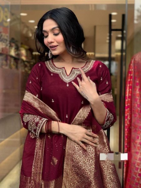 Designer Heavy Viscose  Three Set Suit  3 Piece Kurti Set