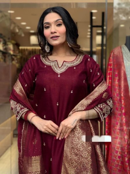 Designer Heavy Viscose  Three Set Suit  3 Piece Kurti Set