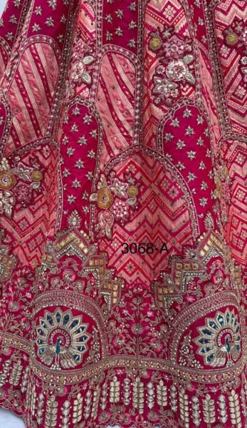 Designer Hot Pink Bridal Lehenga Choli with Heavy Lace  Dabki Handwork and Real Mirror Bridal Lehenga Choli