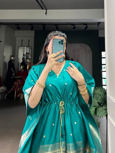 Designer Jacquard Paithani Kaftan | Comfortable Free-Size Fit Kaftan 