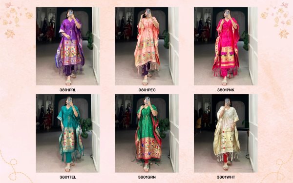 Designer Jacquard Paithani Kaftan | Comfortable Free-Size Fit Kaftan 