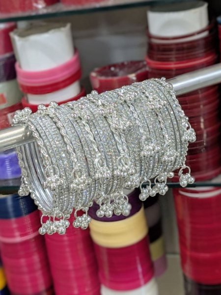 Designer Kashmiri Silver Bangles Set for Bridal Wear 