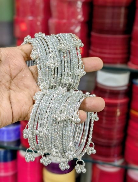 Designer Kashmiri Silver Bangles Set for Bridal Wear Fashion Accessories Wholesale