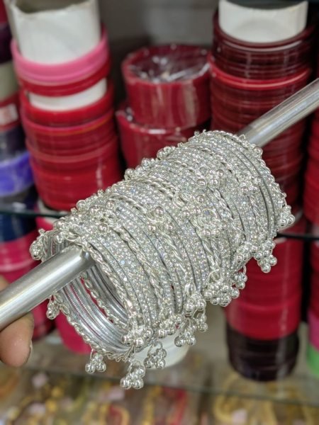 Designer Kashmiri Silver Bangles Set for Bridal Wear Fashion Accessories Wholesale