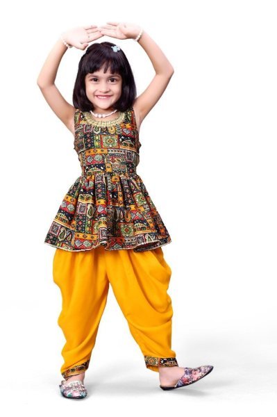 Designer Kids Kurta Dhoti Pant Set with Digital Print for Festive Wear Girls Wear