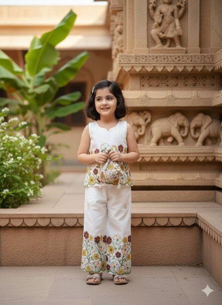 Designer Kora Cotton Kids Co ord Outfit Comfortable Daily Wear for Girls Girls Wear