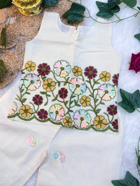 Designer Kora Cotton Kids Co ord Outfit Comfortable Daily Wear for Girls Girls Wear