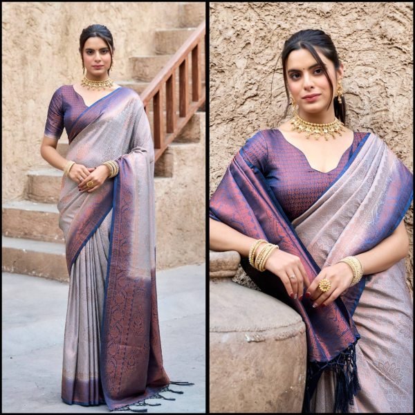 Designer Kubera Banarasi Silk Saree Rich Pallu with Brocade Blouse and Hand-Dyed Double Color Finish Ideal for Wholesale Buyers Banarasi Saree Wholesale